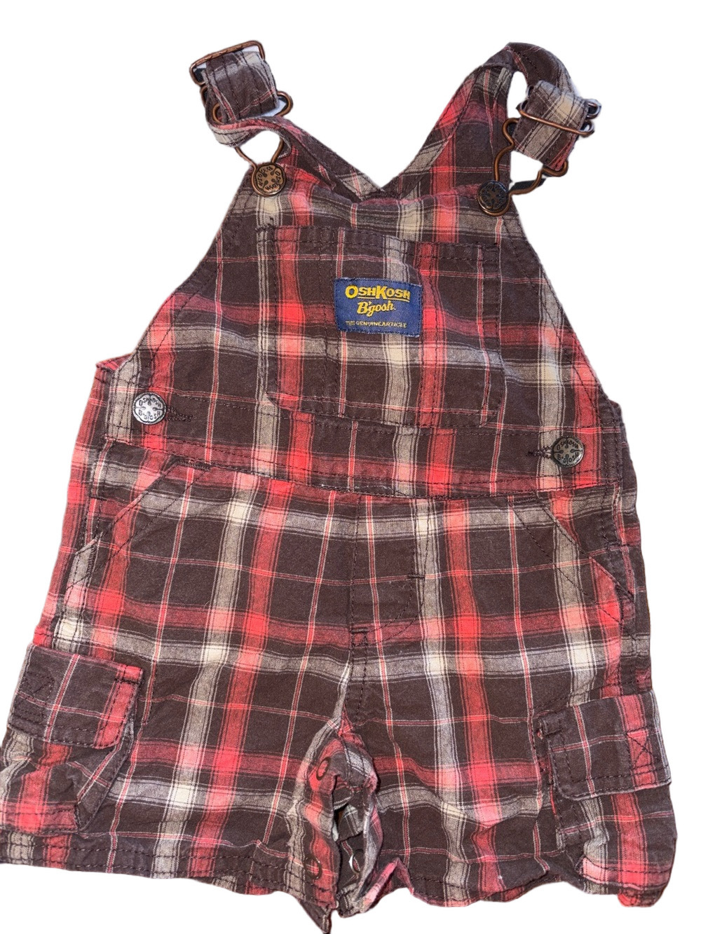 Vintage Osh Gosh Plaid 6 Month Shorts Overalls